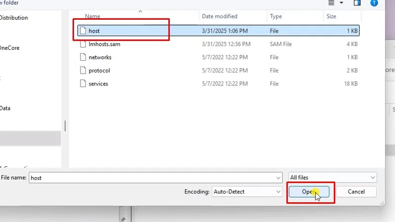 Bấm vào host và chọn Open