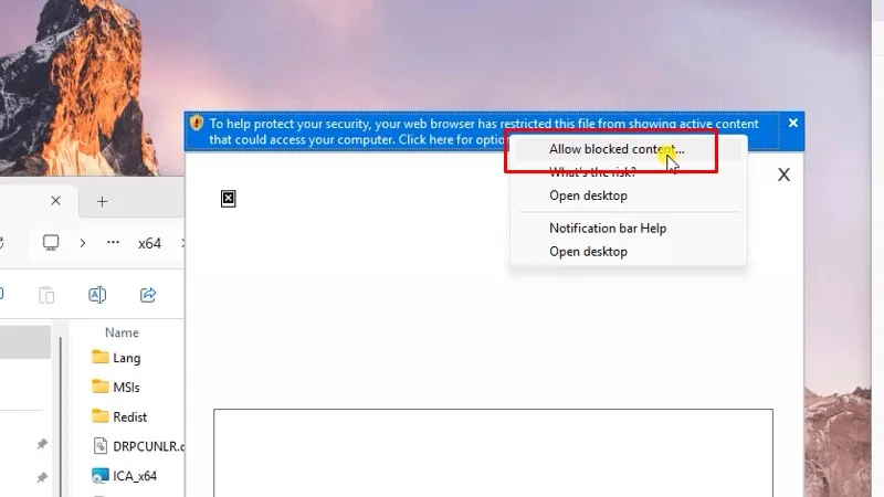 Bấm vào Alllow blocked như hình