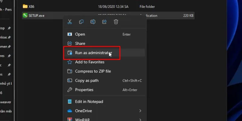 CorelDraw 2020: Download, Cài đặt & Hướng dẫn 12 Chuột phải vào SETUP và chọn Run as admin