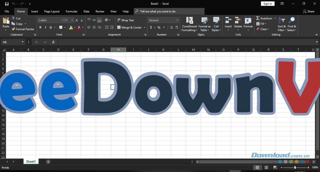 Giao diện Theme đặc trưng của Microsoft Excel 2019