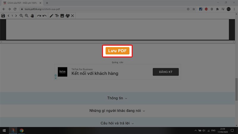 Bấm vào Lưu PDF để lưu file đã chỉnh sửa.