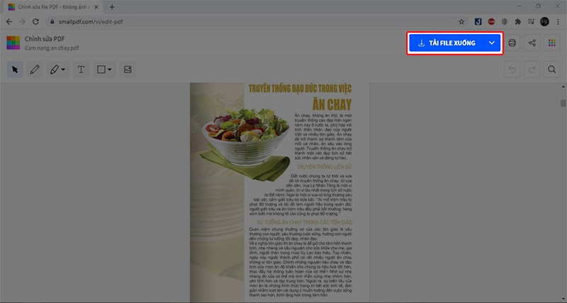 Sau khi chỉnh sửa xong chọn Tải File Xuống để lưu file PDF.