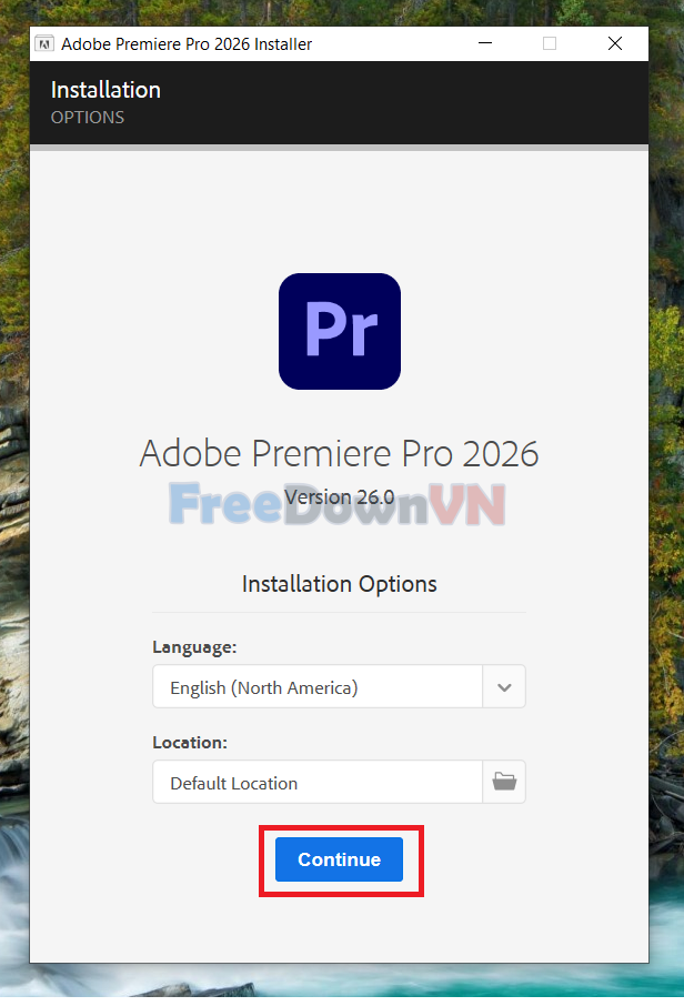 cài đặt Premiere Pro 2026